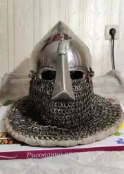 Medieval Knight Helmet Chainmail Helmet BattleReady Helmet Bascinet 16 Ga