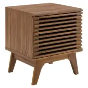 MODWAY Record Display Stand 18.5" x 18.5" Wood Frame 1-Shelves Walnut Brown
