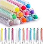 Dustless Chalk Colored Sidewalk Chalk With Holder, 12Pcs Non-Toxic Washable Chalks, Colorful