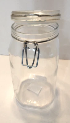 Bormioli Rocco FIDO Clear Glass Canister 1.5 Lts Made in Italy. 8.75" tall