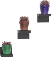 3-Pack Small Floating Shelves for Wall, Plastic Black Mini Shelf 4 Inch Display