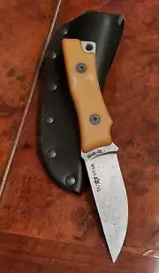 ISRAEL DUSTAR LAHAV ORANGE HANDLE COMBAT KNIFE D2 STEEL FULL TANG LEATHER SHEATH