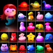 24 Packs Baby Bath Light Up Toys, Floating Rubber Animal Toys for Toddlers...
