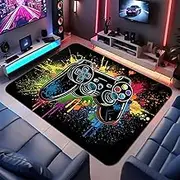 Perfect Kicks Gaming Rug for Boys Room 5'x7' Non-Slip Colorful Cool Game Rug 3D Gamepad Controller Mat for Bedroom Living Room Game Room Rug Decor