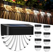 Solar Fence Lights Outdoor, 8 Pack Garden Solar Outdoor Lights Waterproof, 2 Lighting Modes Solar Wall Lights Outdoor for Outdoor Stairs, Step, Fence, Yard, Patio and Pathway, Warm/Cold White