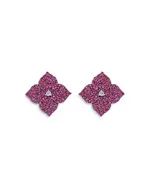 Piranesi 18K Rose Gold Fiore Pink Sapphire & Diamond Pave Flower Large Stud Earrings