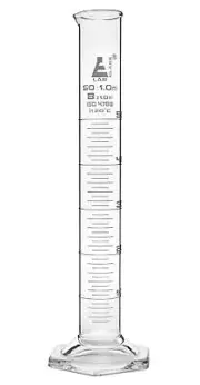 Eisco Labs 50ml Graduated Cylinder, Class B - White Graduations, Hexagonal Base