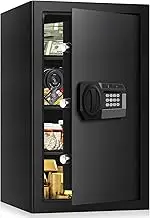 5.1 Cub Large Safes for Home Use Fire and Water Proof, Anti-theft Home Security Safe With Digital Keypad & 3 Removable Shelves and Led Light, Fireproof Safe Box for Documents Money Firearm Valuables