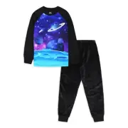 Wonder Nation Boys Glow in the Dark Long Sleeve Shirt and Pant Pajama Set, XLH