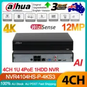Dahua 12MP 4CH 4PoE AI NVR HDD Network Video Recorder Heat Map NVR4104HS-P-4KS3