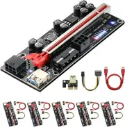 6 Pack PCI-E 1X to16X Pcie Riser GPU Mining Card 8 Capacitors Dual-6pin MOLEX