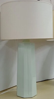 22" SEAFOAM GREEN TABLE LAMP ONLY (NO SHADE) - ROBERT ABBEY - HEXAGONAL GLASS