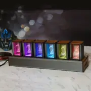 RGB Glow Tube Clock 6-Bit LED Nixie Tube Clock Desktop Electronic Luminous Alarm