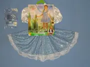 Wizard of Oz Dorothy Costume Dress Girls S-4-6-Hairbows-Costume Necklace-NEW LOT