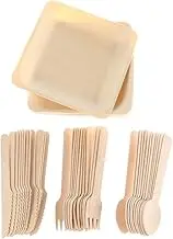 Ipetboom 48pcs Set Wood Spoon Serving Utensils Cutlery Salad Fork Wood Fork Wooden