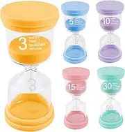 Hourglass 5 Colors 3/5/10/15/30 Minutes Colorful Educational Timer for Kids Sand Clock Timer Sand Time 5Pcs for Kids Games Classroom Home Office Kitchen-