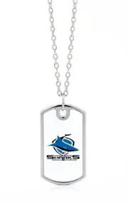 CRONULLA SHARKS NRL COLOUR DOG TAG CHAIN MENS NECKLACE JEWELLERY ACCESSORIES