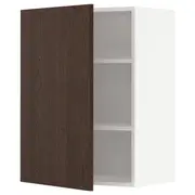 METOD wall cabinet with shelves, white/Sinarp brown, 60x37x80 cm
