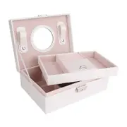Multifunctional Jewelry Jewelry Box European Style Wooden Lock Jewelry Storage Box with Mirror-White