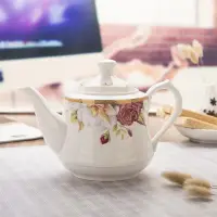 在飛比找蝦皮商城精選優惠-金邊 歐式 花茶壺 骨瓷茶壺 泡茶壺 下午茶茶壺 英式茶具 