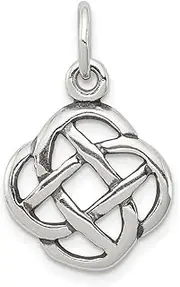 [JewelryWeb] 925 Sterling Silver Solid Polished Artisan Oxidized Antiqued Celtic Knot Charm 23x15mm Wide Pendant Necklace for Women