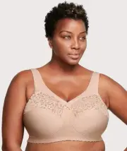 Glamorise Magiclift Cotton Support Wire-Free Bra - Cafe (Size 14C)