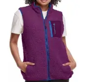 Champion Reversible Sherpa Vest NEW Womens Large Dark Berry Full Zip Vest