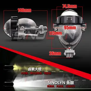 汽車LED大燈 H1 H4 H7 9005 9006 LED 魚眼透鏡 雙光源 遠近燈 天使眼光圈 一組兩顆