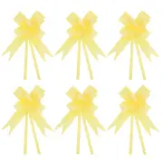 100Pcs 10" Pull Bows Ribbon Gift Wrapping String Rose Pattern Bow Tie Yellow