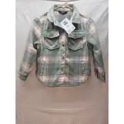 Member's Mark Girls Shacket Jacket Size S 6-6X Green Plaid 6717