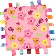 CHICAMPERA 1Pc Colorful Plush Tag Security Comforter Blanket for Boy Girl Soft Sensory Taggy Blanket for Newborns Engaging Design for Soothing Playtime