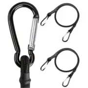48 Inch Black Bungee Cords with Carabiner Hooks