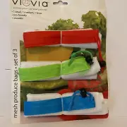 Viovia Produce Bags Set of 3 Washable Reusable Grocery Mesh. Fast Shipping