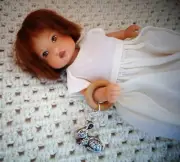 Antique-look rabbit baby rattle for Ellery Kish doll - Nursery diorama