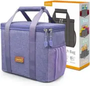 Lunch Bag for Women, Small Purple Cooler Bag for Office Work School, 5L Portable
