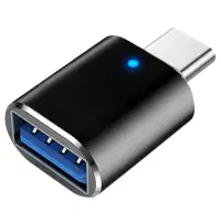 在飛比找momo購物網優惠-【月陽】鋁合金Type-C公轉USB3.0母帶LED燈支援O