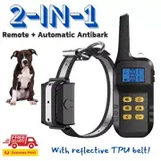 2-in-1 Remote Control Dog Training +AUTO AntiBark Beep+Vibration+Shock TPU BELT!