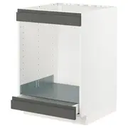 METOD / MAXIMERA base cab for hob+oven w drawer, white/Voxtorp dark grey, 60x60x80 cm