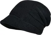 [KUYYFDS] Winter Hats for Women Soft Beanie Hat Warm Thicken Knitting Ladies Winter Hats with Visor Breathable Elastic Snow Hat Fashion Black Wooly Hat Women for Outdoor