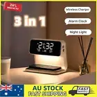 Creative.3 In 1 Bedside Lamp Wireless Charging LCD Screen Alarm Clock Wireless