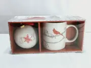 Cardinal Coffee Cup and Joy Snowflake Ornament Gift Set=from Tag=New open box