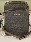 MICHAEL KORS FLIGHT BAG MEDIUM NS CHAIN CROSSBODY SHOULDER MK BROWN SIGNATURE