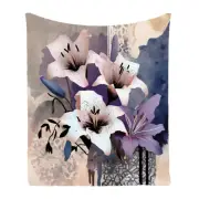 Retro Patchwork Lily Flower Bedspread Sofa Throw Blanket Holiday Birthday Gift