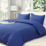 LINENOVA 2000TC Hotel Soft Quilt Cover Pillowcases Set(Navy,Single)