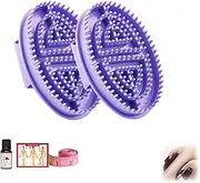 Beauty Salon Professional Custom Meridian Brush, Meridian Brush Massage Brush, Silicone Meridian Pressure Brushs, Full Body Relaxation Comb, with Massage Essential Oil & Tape Measure (Light Purple,2pcs+1 oil)