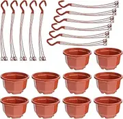 Hanging Plant Baskets 10Sets Plastic Hanging Planter Pots Triple- Chain Hanger Orchid Pots Fence Planter Box Railing Planter Plant Holders for Deck Railings Wall Hanging Flower Pot