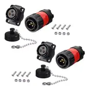 3 Pin Waterproof Connector, Male Female Plug Socket Industrial Power 3 PIN 2PCS