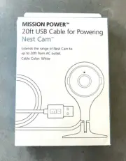 20 ft USB Cable for Powering Nest Cam, White , Sealed