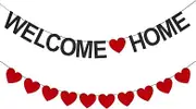 Welcome Home Banner - Black Glitter Decorations for Party, Sign