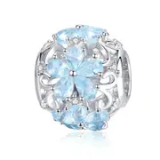 Winter Collection Silver plating Snowflake Beads Light Blue Charms Fit Charm Bracelets DIY Jewelry